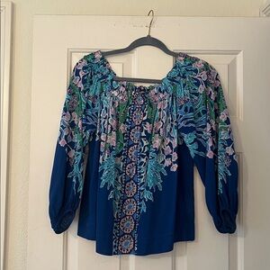 Lilly Pulitzer NEW Blue Floral Blouse